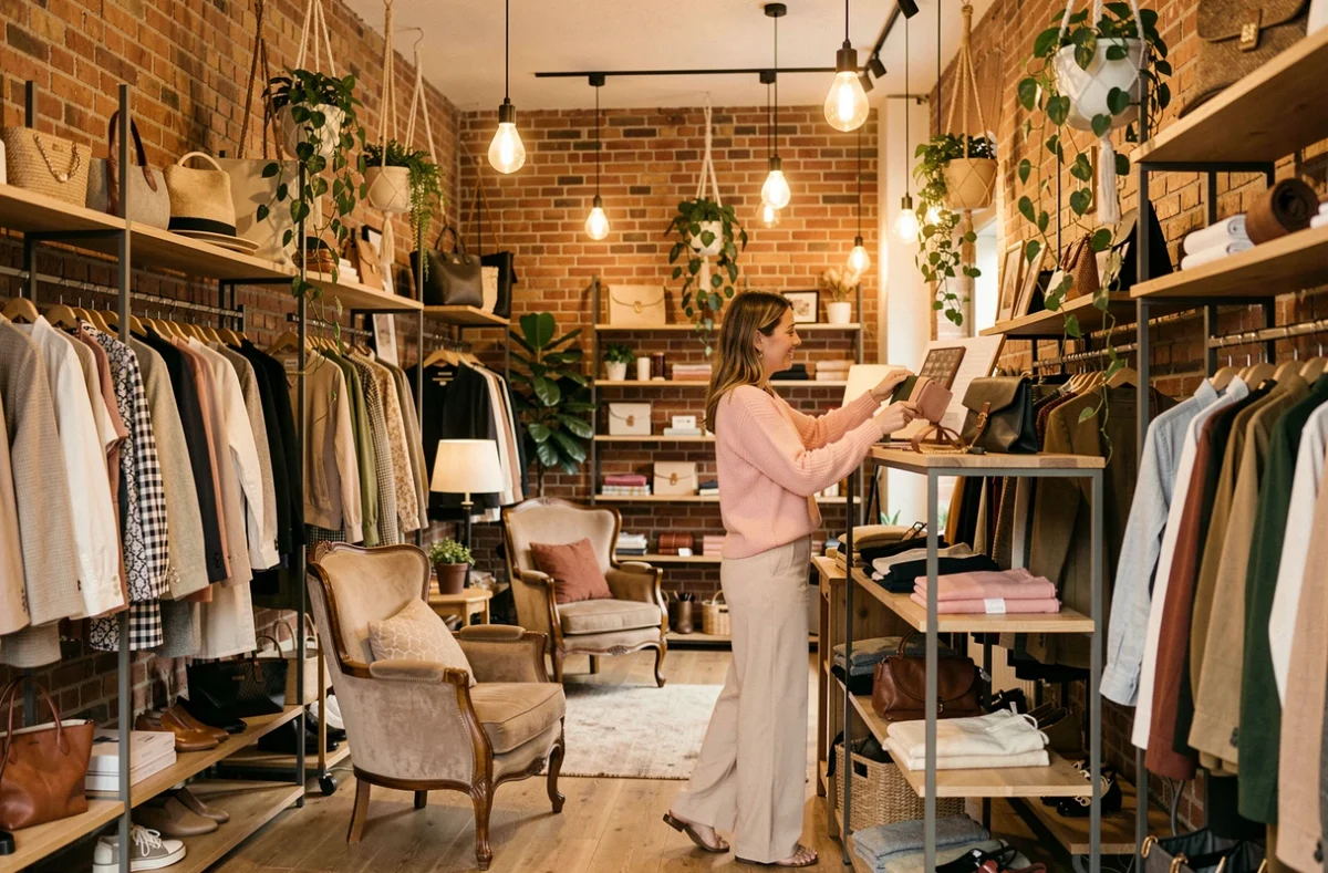 Intérieur du concept-store Les Appartements de Juju à Besançon avec mode féminine et accessoires tendance