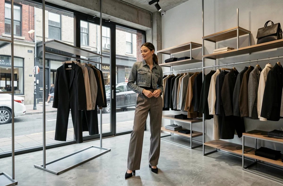 Boutique Néo à Dijon avec une sélection de mode féminine contemporaine dans un cadre minimaliste et moderne